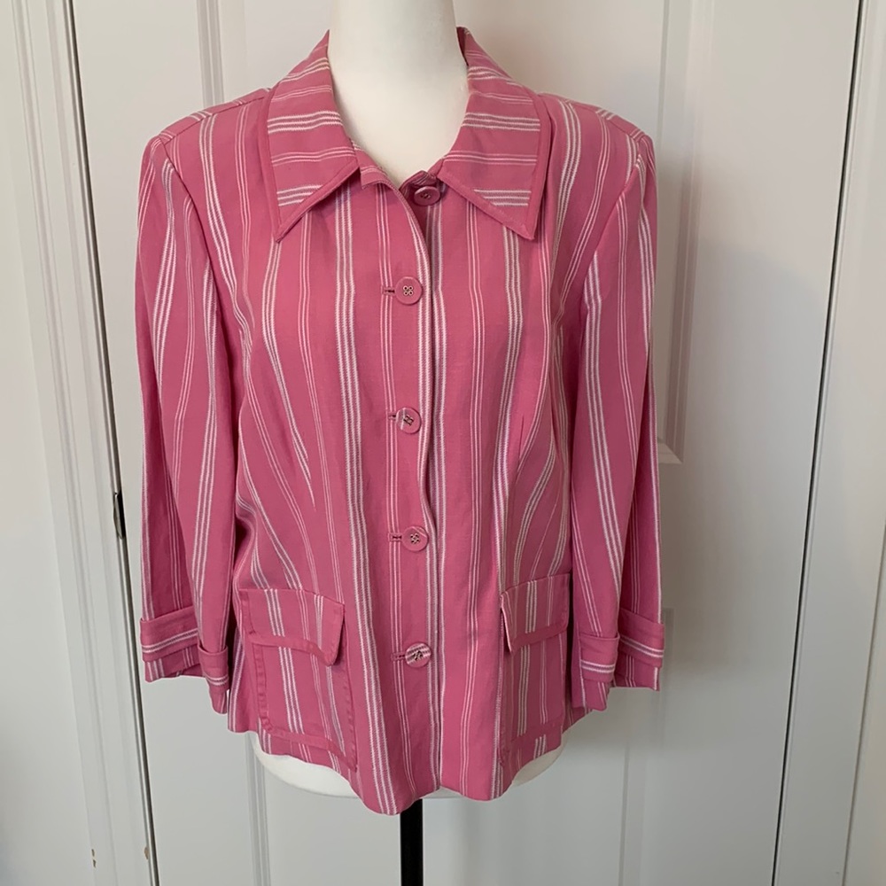 Pink with white striped jacket
